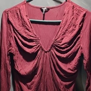 Womens M Daisy Fuentes Maroon Dress Top